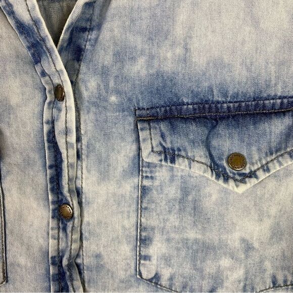 Marfinno Light Blue Chambray Denim Long Sleeve Button Up Shirt - Picture 4 of 5